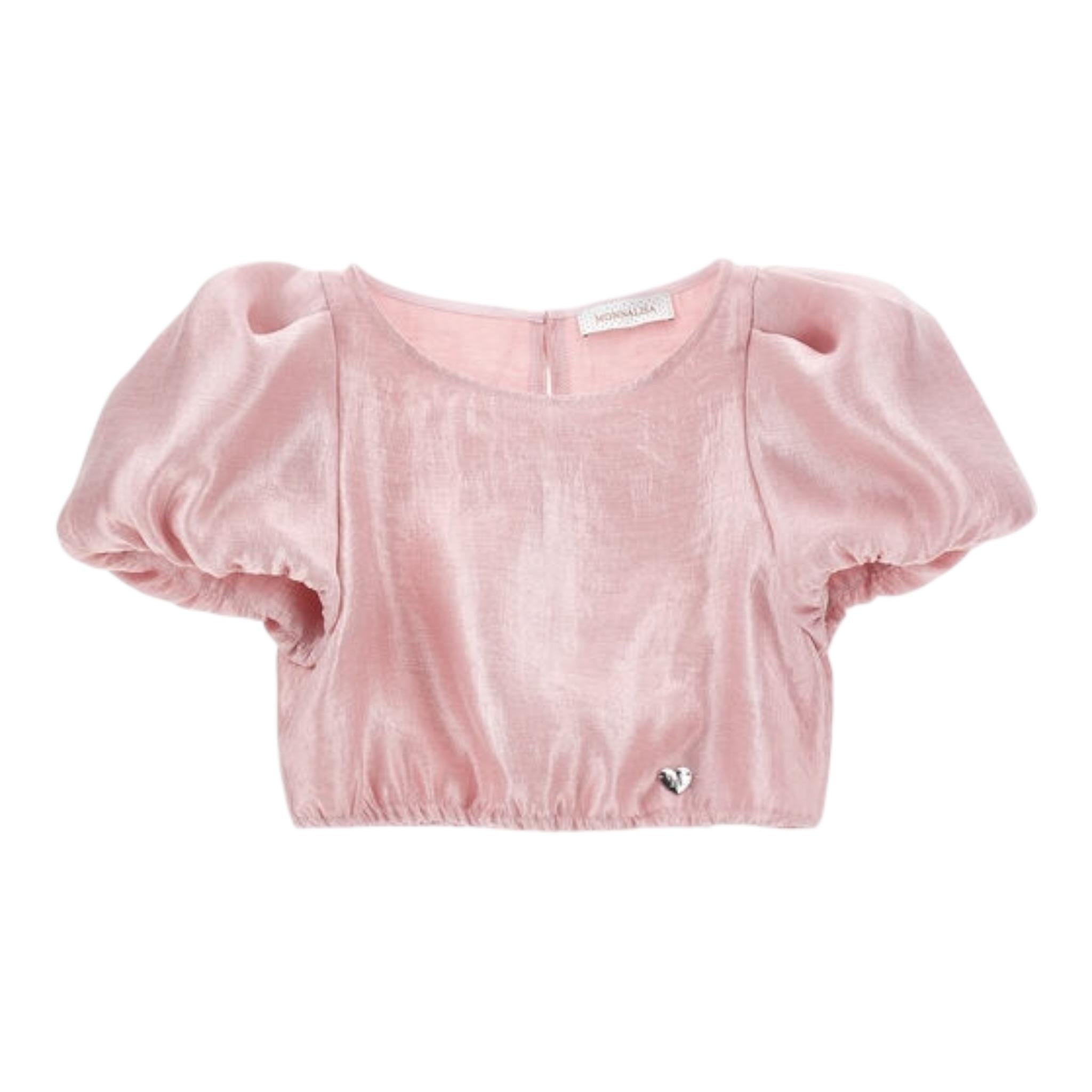 Monnalisa Top Tinta Unita Mezza Manica per Bambina 71E304 ROSA MONNALISA 