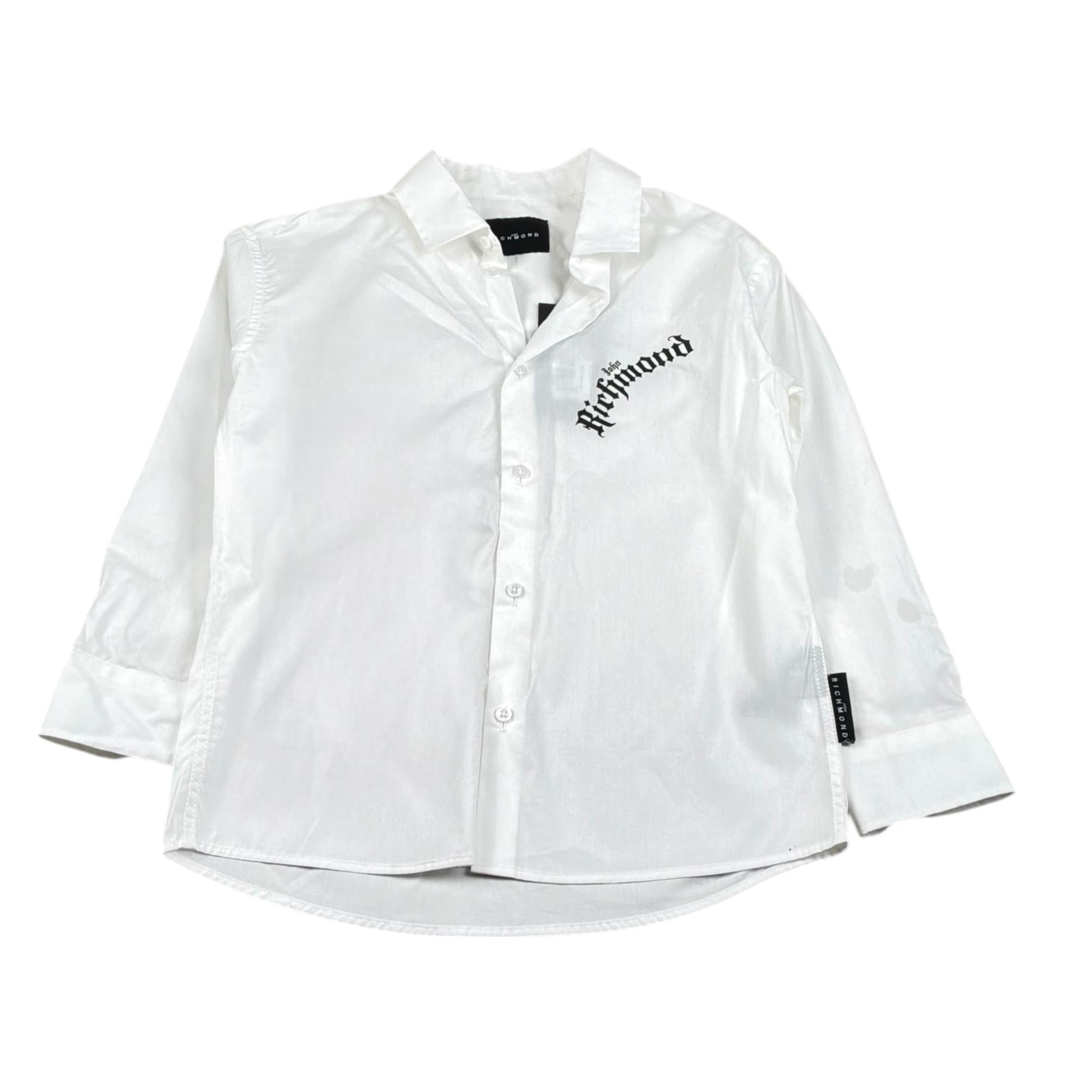 John Richmond Camicia Tinta Unita con Stampa per Bambino RBP26206CA BIANCO JOHN RICHMOND 
