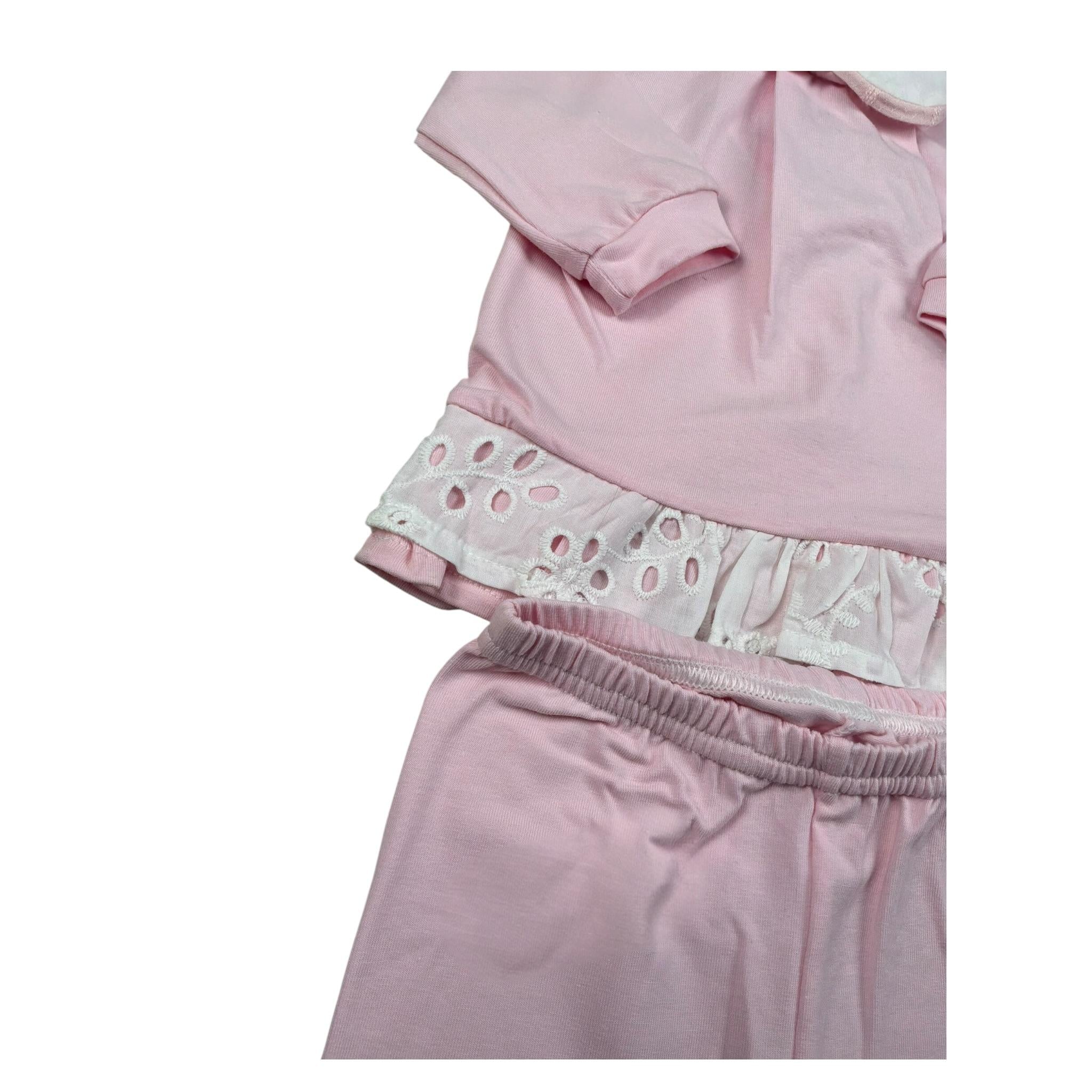 Baby Vip Completo 2 Pezzi Shirt-Ghettina Tinta Unita per Neonata T3827 ROSA BABY VIP 