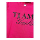 Gaelle Sweatshirt Round Neck Solid Color with Contrast Print Fuchsia for Children