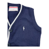 Cesare Paciotti Solid Color Vest with Contrasting Blue Trim for Boys