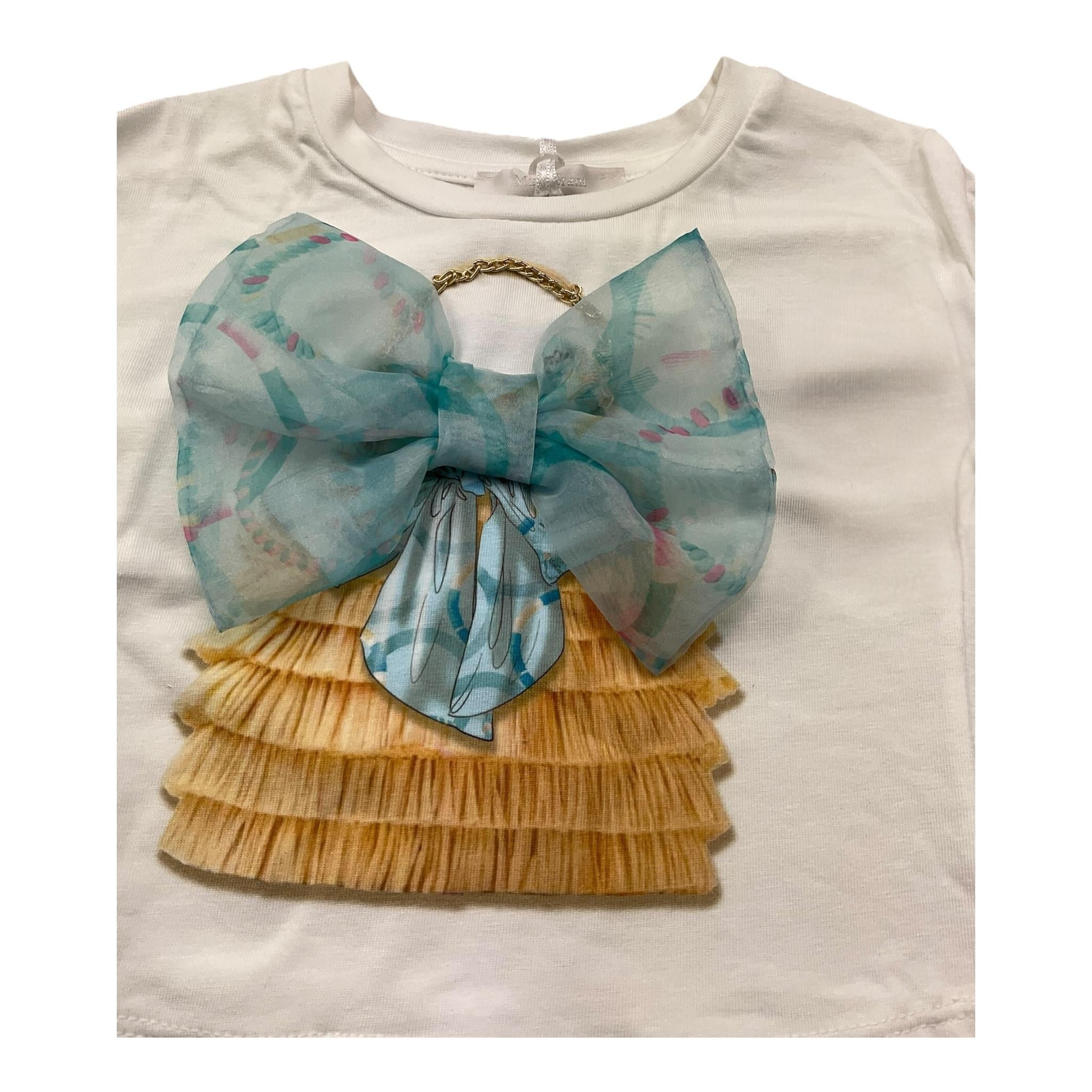 Miss Grant T-Shirt Tinta Unita Girocollo con Stampa per Bambina MG1300 BIANCO MISS GRANT 