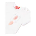 Diesel T-Shirt Girocollo Tinta Unita con Ricami per Neonata K00636N BIANCO DIESEL 