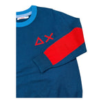 SUN68 maglia girocollo tinta unita con ricamo logo Petrolio per Neonato K44330 PETROLIO SUN68 