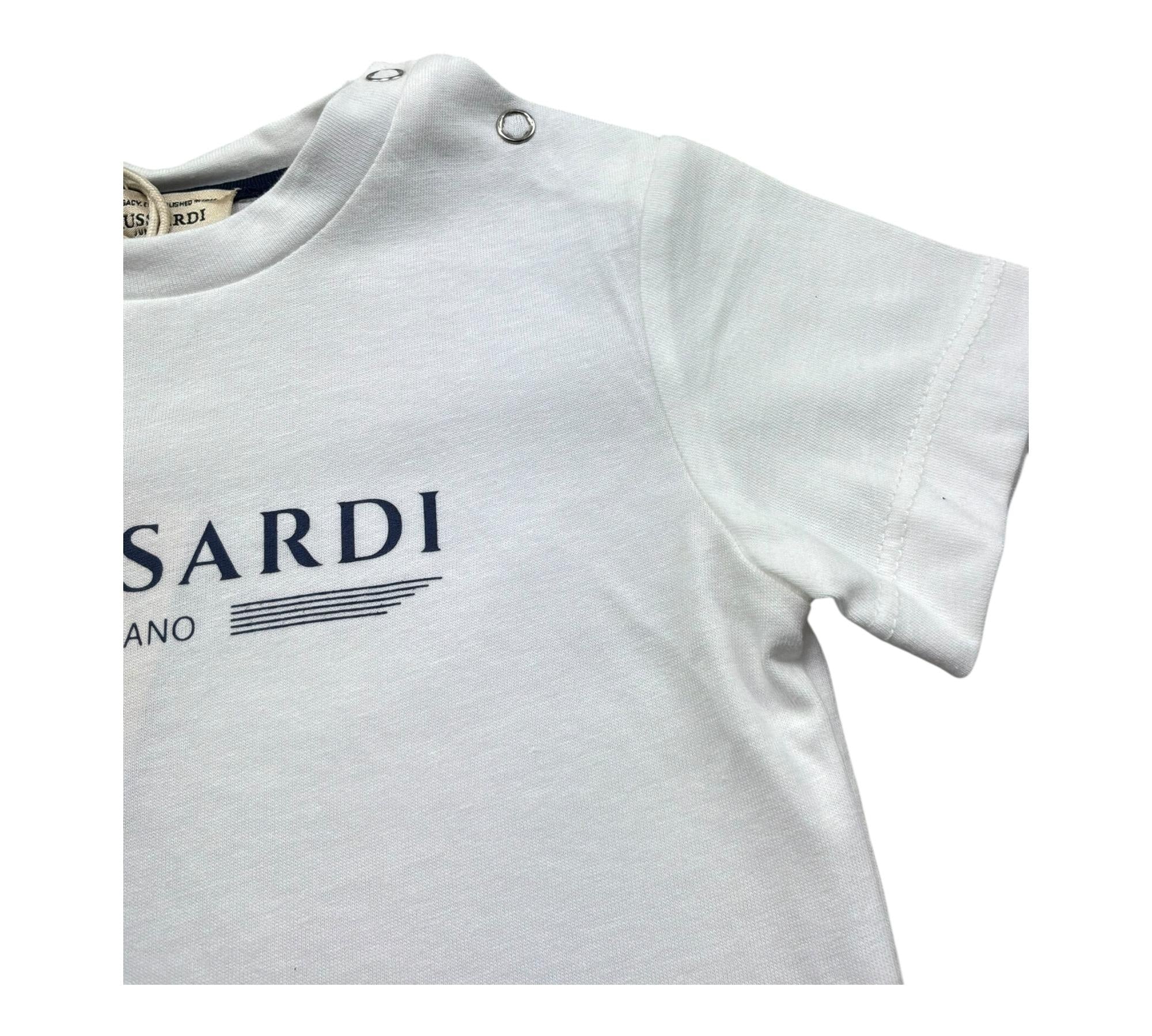 Trussardi T-Shirt Girocollo Tinta Unita con Stampe per Neonato TIP26035TS BIANCO TRUSSARDI 