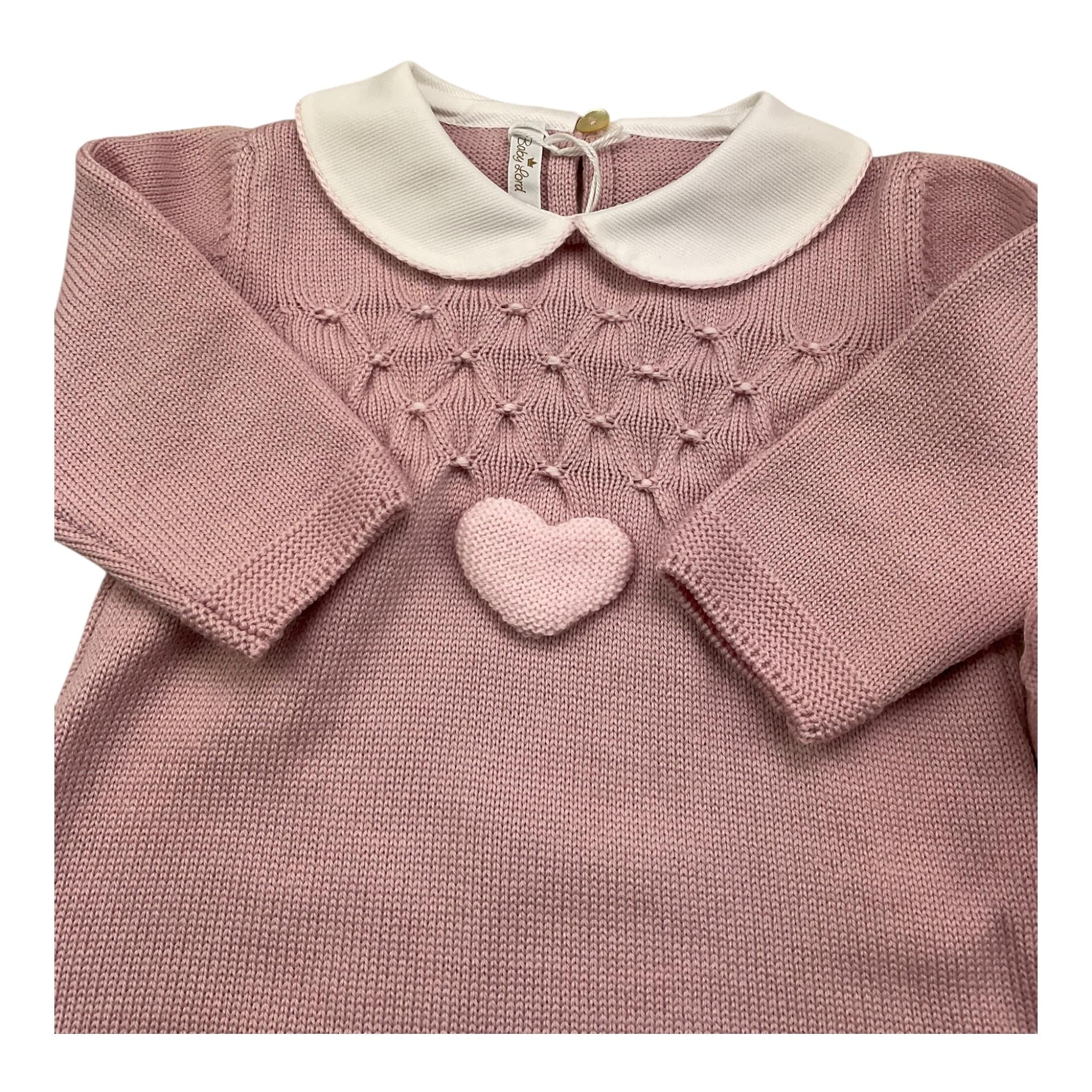 BABY LORD tutina manica lunga tinta unita cn babbucce Rosa per Neonata 718 ROSA BABY LORD 