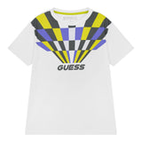 Guess T-Shirt Crew Neck Solid Color With Print White For Newborn