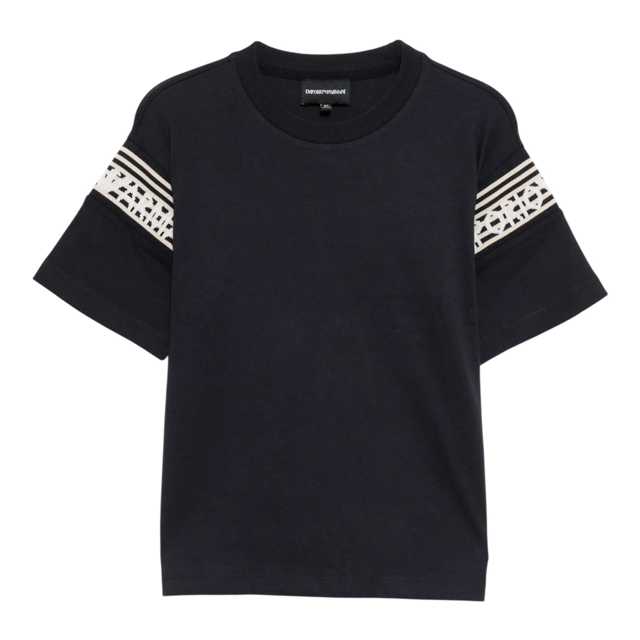 Emporio Armani T-Shirt Girocollo Tinta Unita con Logo per Bambino EB000121 BLU EMPORIO ARMANI 