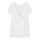 Twinset Abito Mezza Manica Tinta Unita con Fiocco per Bambina 251GJ2QN9X BIANCO TWINSET 