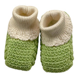 Marlu' Two-Tone Green Knitted Baby Booties