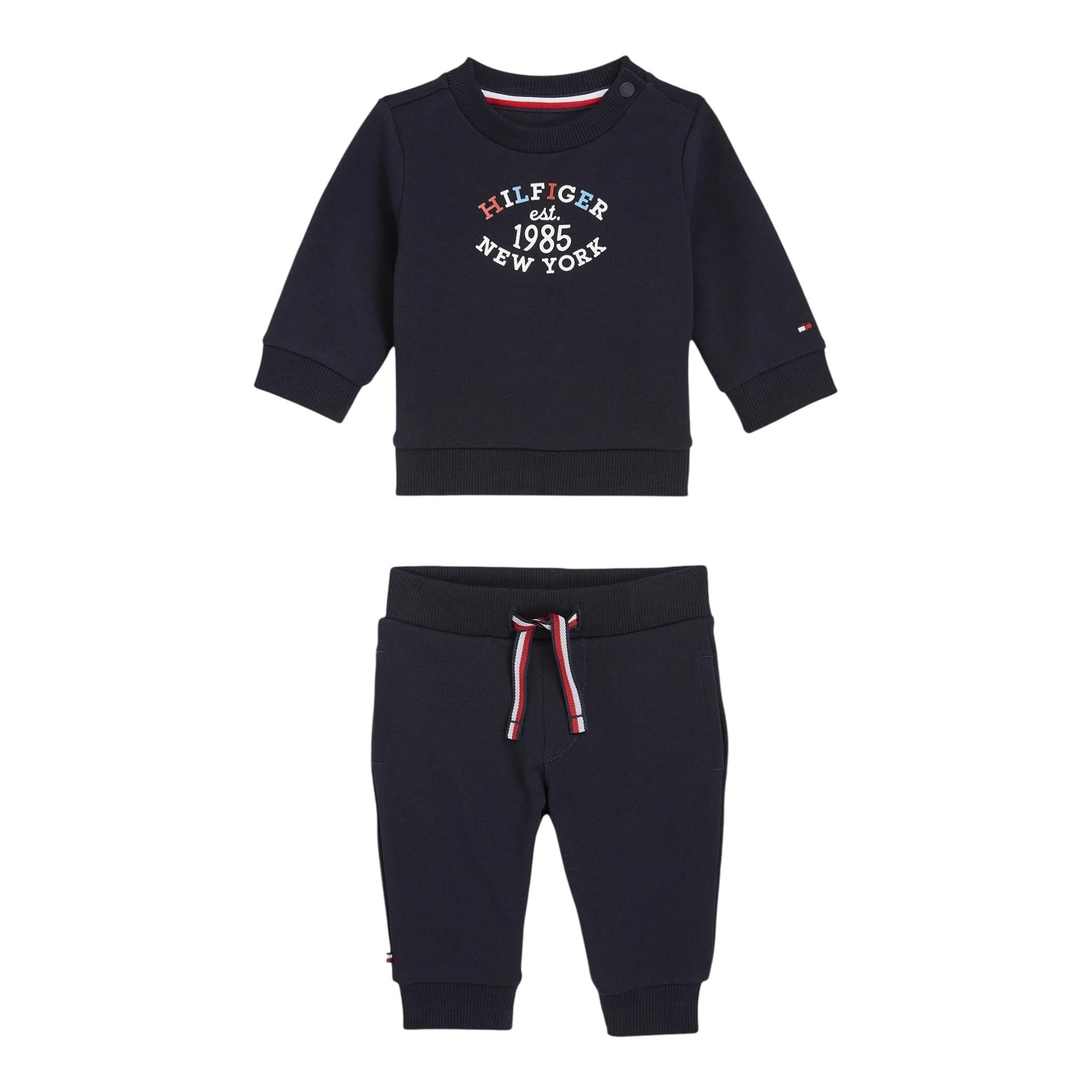 TOMMY HILFIGER completo 2pz felpa-pantalone tinta unita Blu per Neonato KN0KN01863 BLU TOMMY HILFIGER 