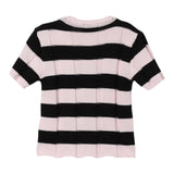 Mimisol Two-Tone V-Neck Knit T-Shirt With Pink Stripe Pattern For Girls