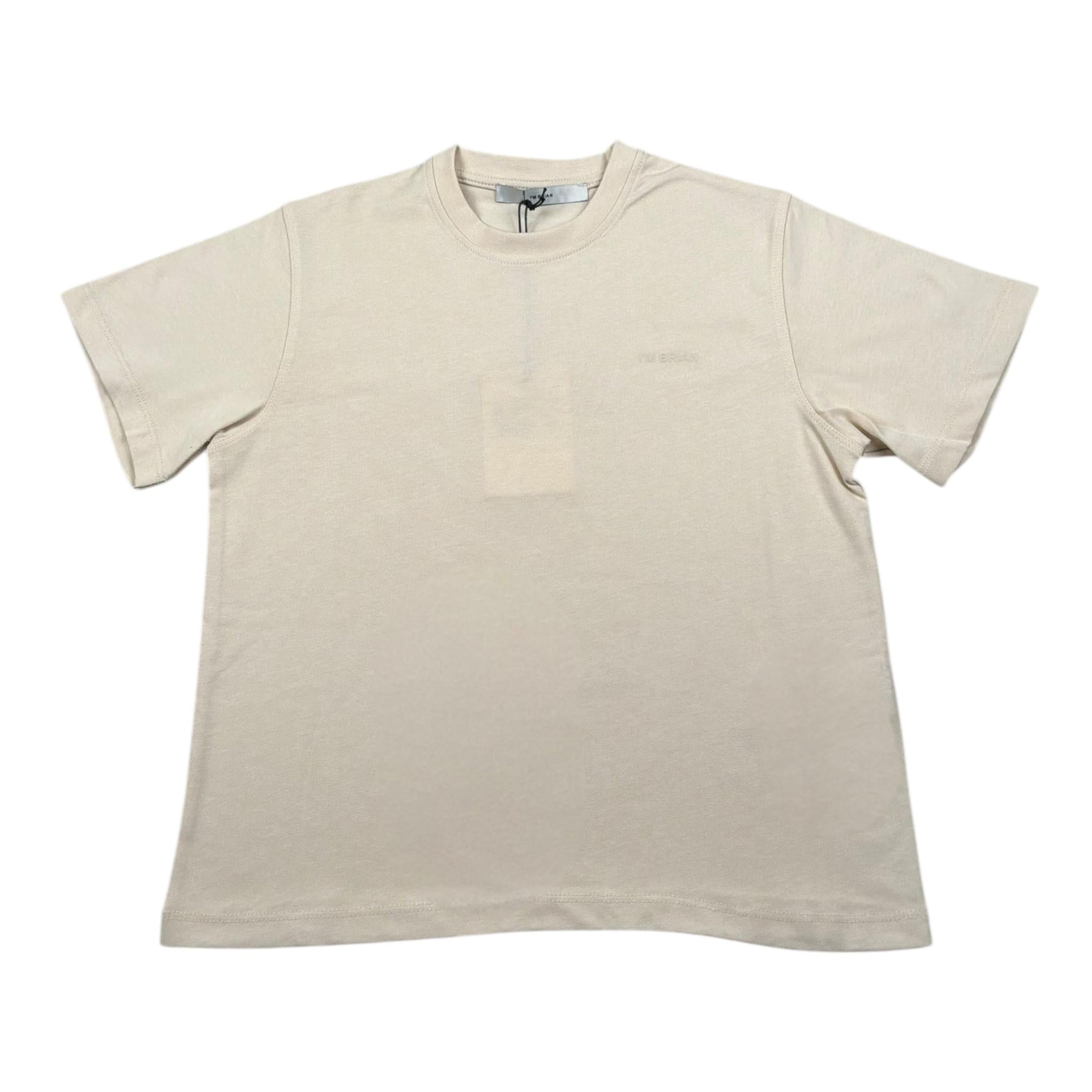 I'M Brian T-Shirt Girocollo Tinta Unita con Logo per Bambino TS3328J PANNA I'M BRIAN 