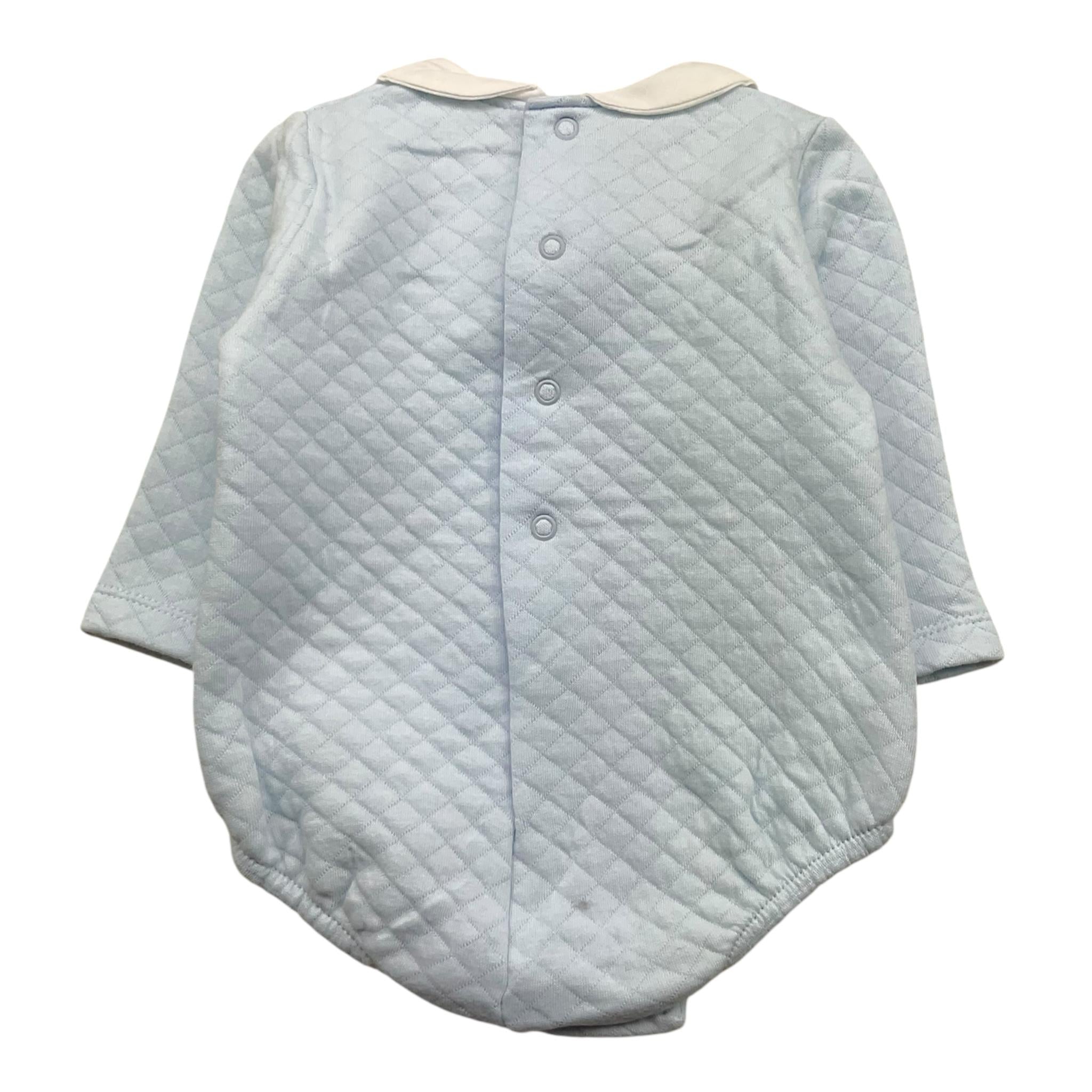 CALAMARO pagliaccetto tinta unita con colletto in contrasto Azzurro per Neonato 32446 AZZURRO CALAMARO 