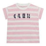 Guess T-Shirt Tinta Unita con Stampa E Fantasia A Righe per Bambina K5RI20K9 ROSA GUESS 