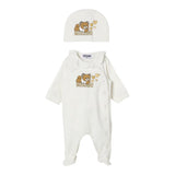 MOSCHINO tutina manica lunga tinta unita con cappello Bianco per Neonata MDY016 BIANCO MOSCHINO 