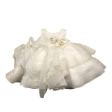 Mimilu' Solid Color Sleeveless Ceremony Dress With White Belt For Newborns