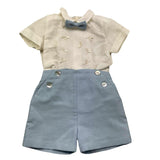 Pontoporponto Completo 2 Pezzi Camicia-Culotte per Neonato 6123 BIANCO/AZZURRO PONTOPORPONTO 
