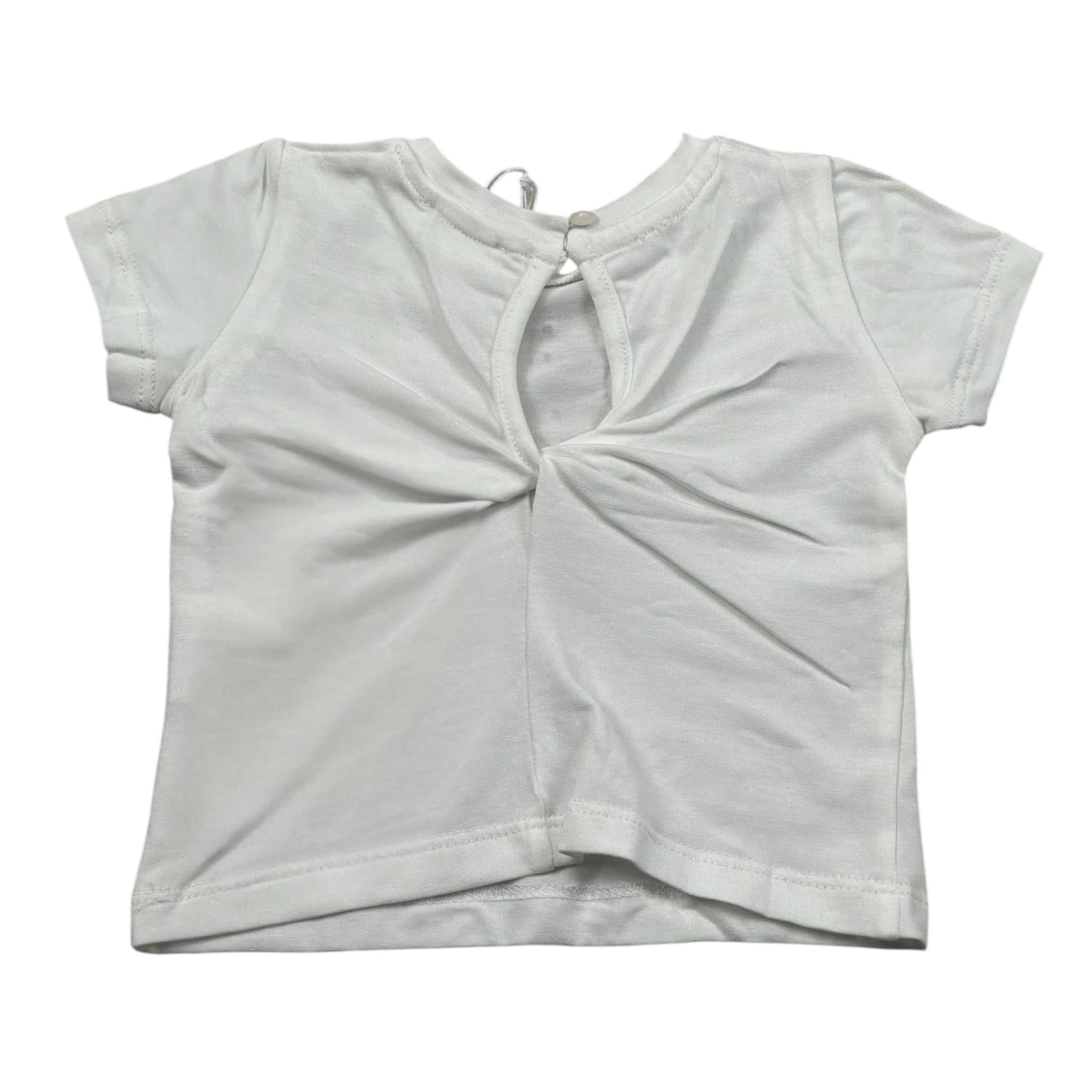 M+E' T-Shirt Girocollo tinta unita con Brillantini Bianco per Bambina UE1786J BIANCO M+E' 