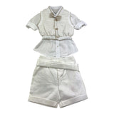 Baby A. Complete 4 Piece Shirt Body-Vest-Bermuda-Bow Ties White For Newborn