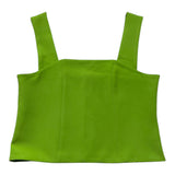 Janice Solid Color Green Strap Top For Girls