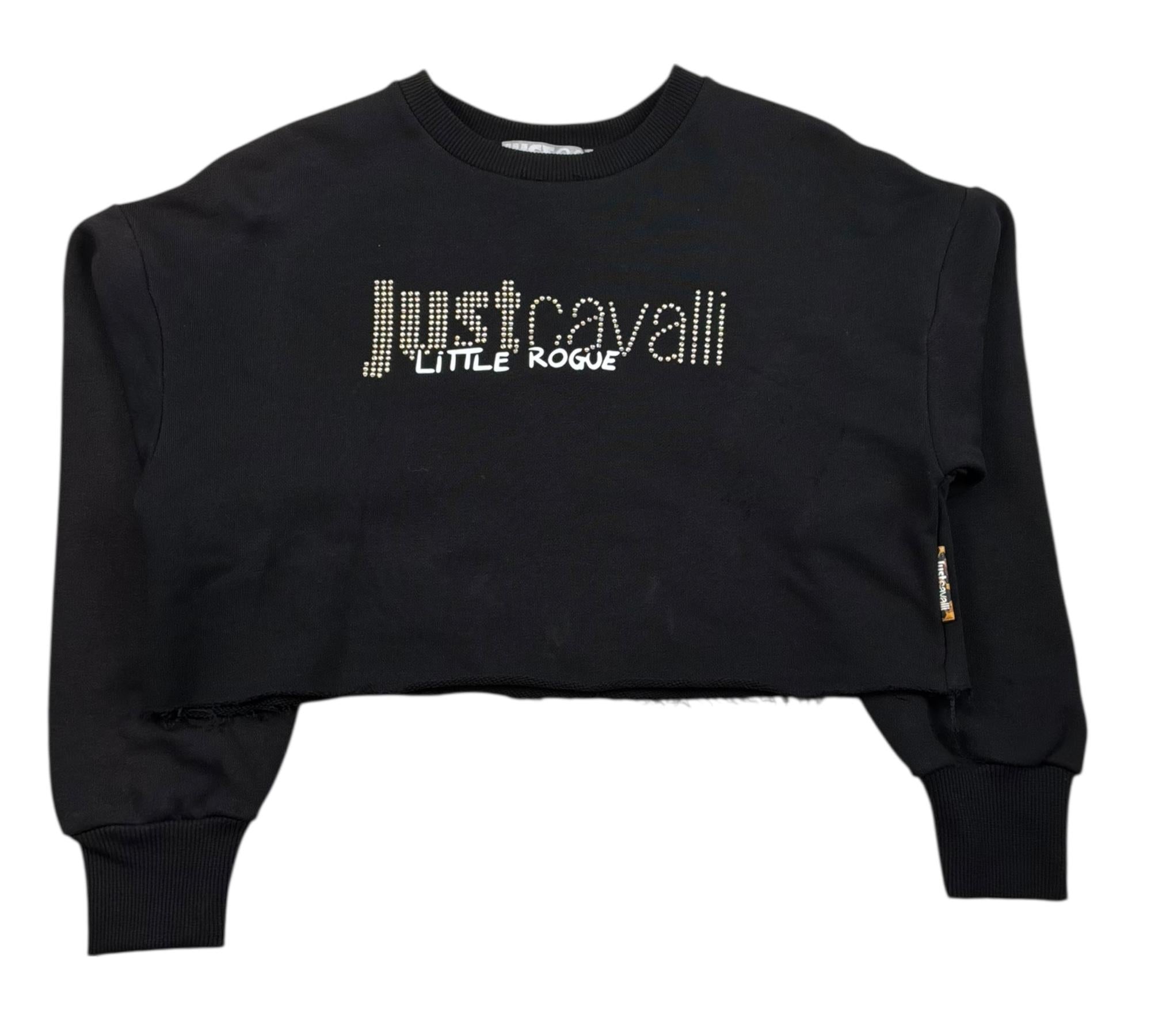 Just Cavalli Felpa Chiusa Girocollo Tinta Unita Modello Crop per Bambina JGP26174FE NERO JUST CAVALLI 
