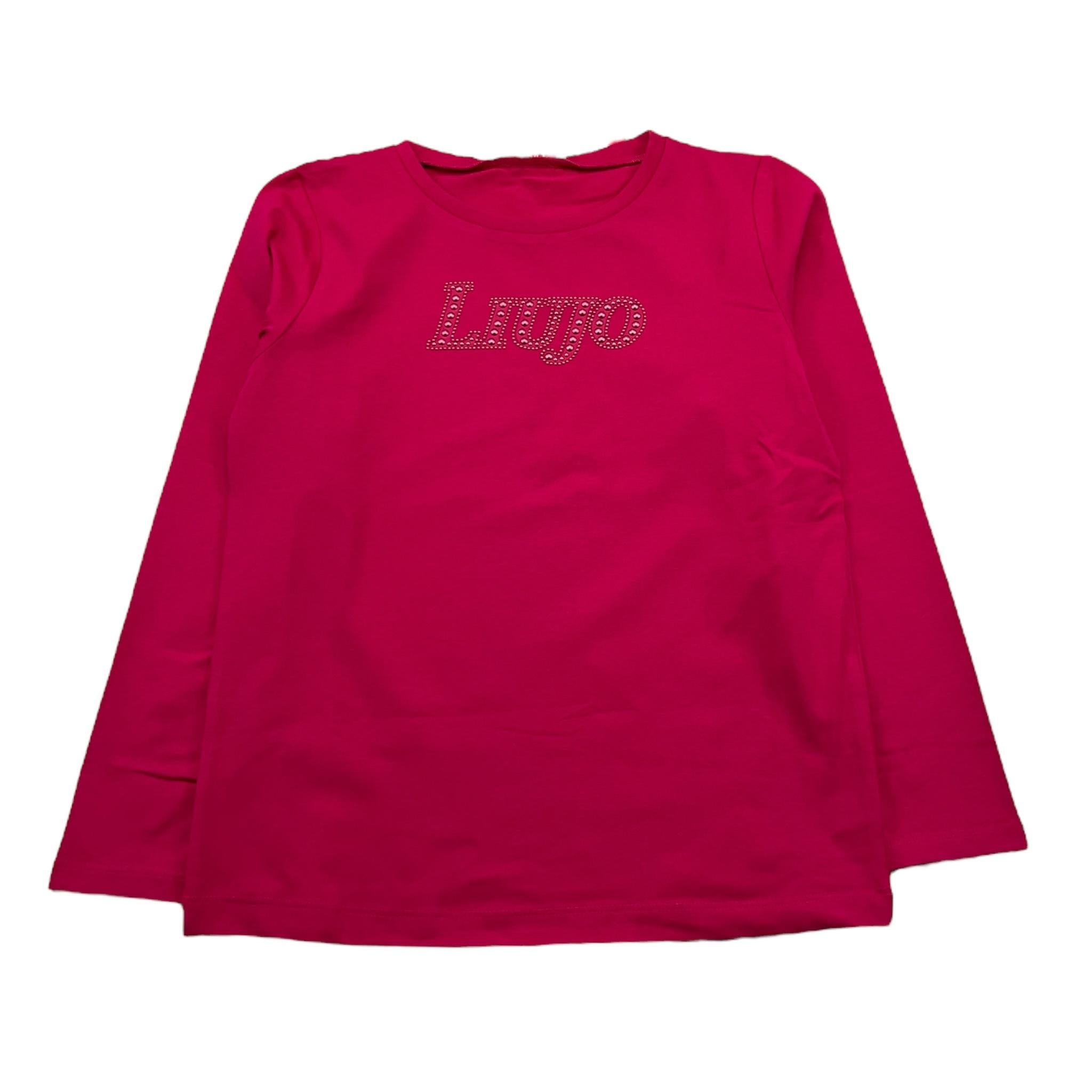 LIU JO shirt girocollo tinta unita con stampa Fuxia per Bambina GF4158X FUXIA LIU JO 