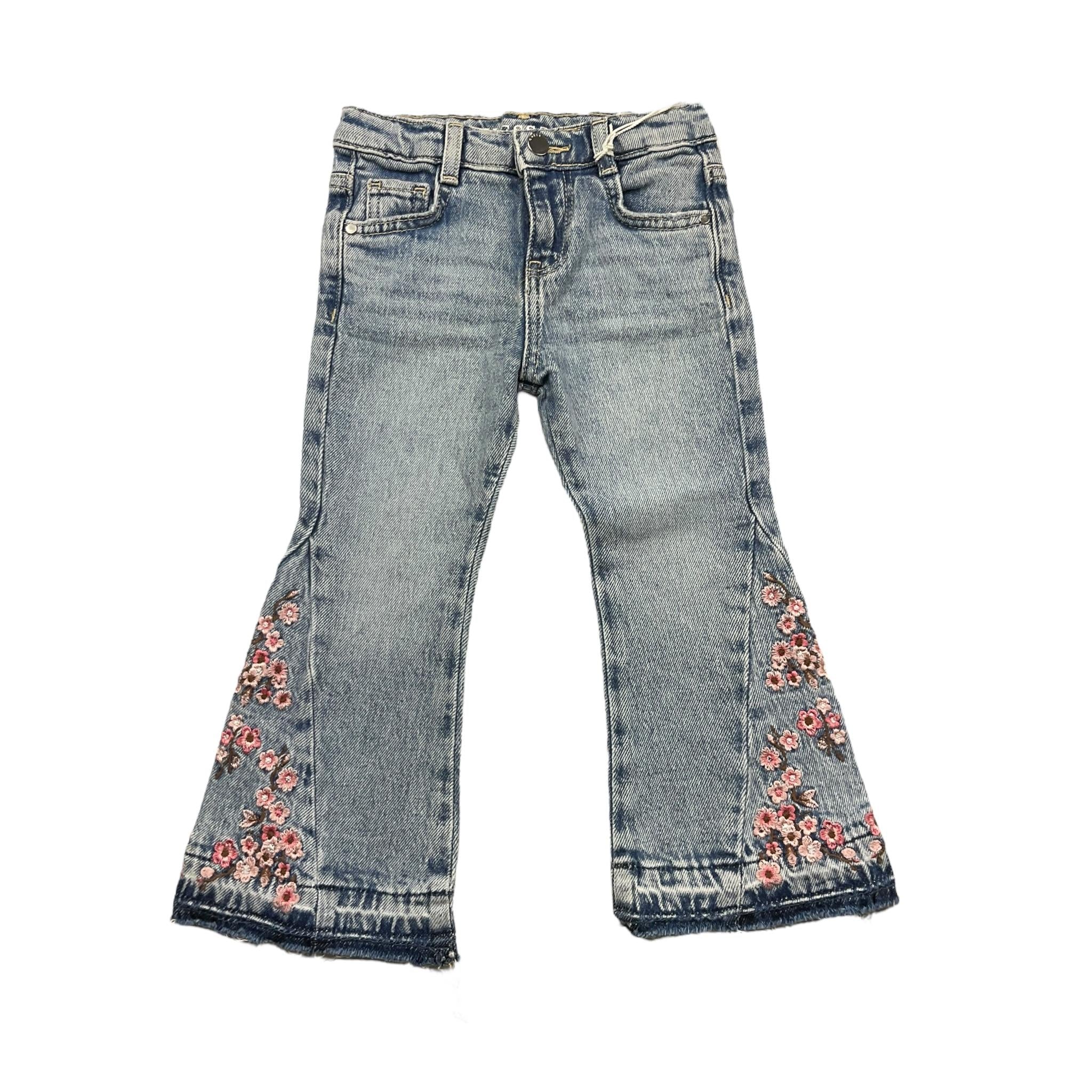 GUESS jeans a zampa tinta unita con fantasia fiori Azzurro per Bambina K4RA0 AZZURRO GUESS 