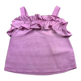 Ilfarobimbi Solid Color Strap Top With Ruffles Magenta For Girls