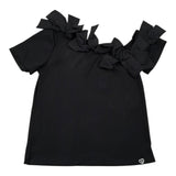 Please T-Shirt Tinta Unita con Applicazioni per Bambina MB32070G73 NERO PLEASE 