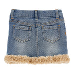 MONNALISA gonna in denim tinta unita con profili pelliccia Rosa per Bambina 39D701 AZZURRO MONNALISA 