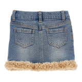 MONNALISA gonna in denim tinta unita con profili pelliccia Rosa per Bambina 39D701 AZZURRO MONNALISA 