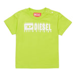Diesel T-Shirt Girocollo Tinta Unita con Stampa per Neonato K00569 VERDE DIESEL 