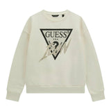GUESS felpa chiusa girocollo tinta unita con stampa logo Panna per Bambina J4BQ04KAV34 PANNA GUESS 