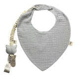 TEDDY E MINOU set bavetta-porta ciuccio tinta unita Azzurro per Neonato I23AC003C0059 AZZURRO TEDDY E MINOU 