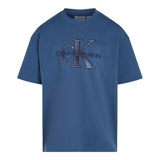 Calvin Klein T-Shirt Girocollo Tinta Unita con Stampa per Bambino IB2359J00 BLU CALVIN KLEIN 