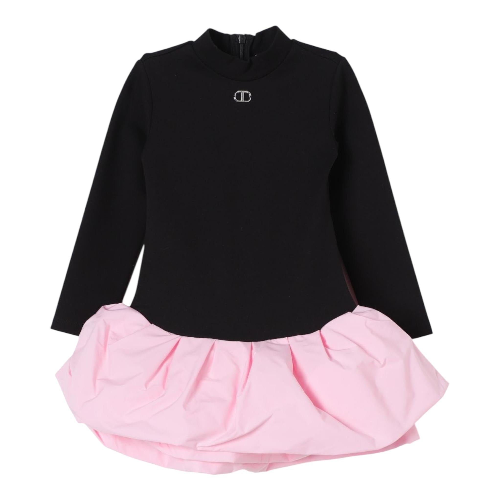TWINSET abito manica lunga tinta unita con gonna in contrasto Nero per Bambina 242GJ2052X NERO TWINSET 