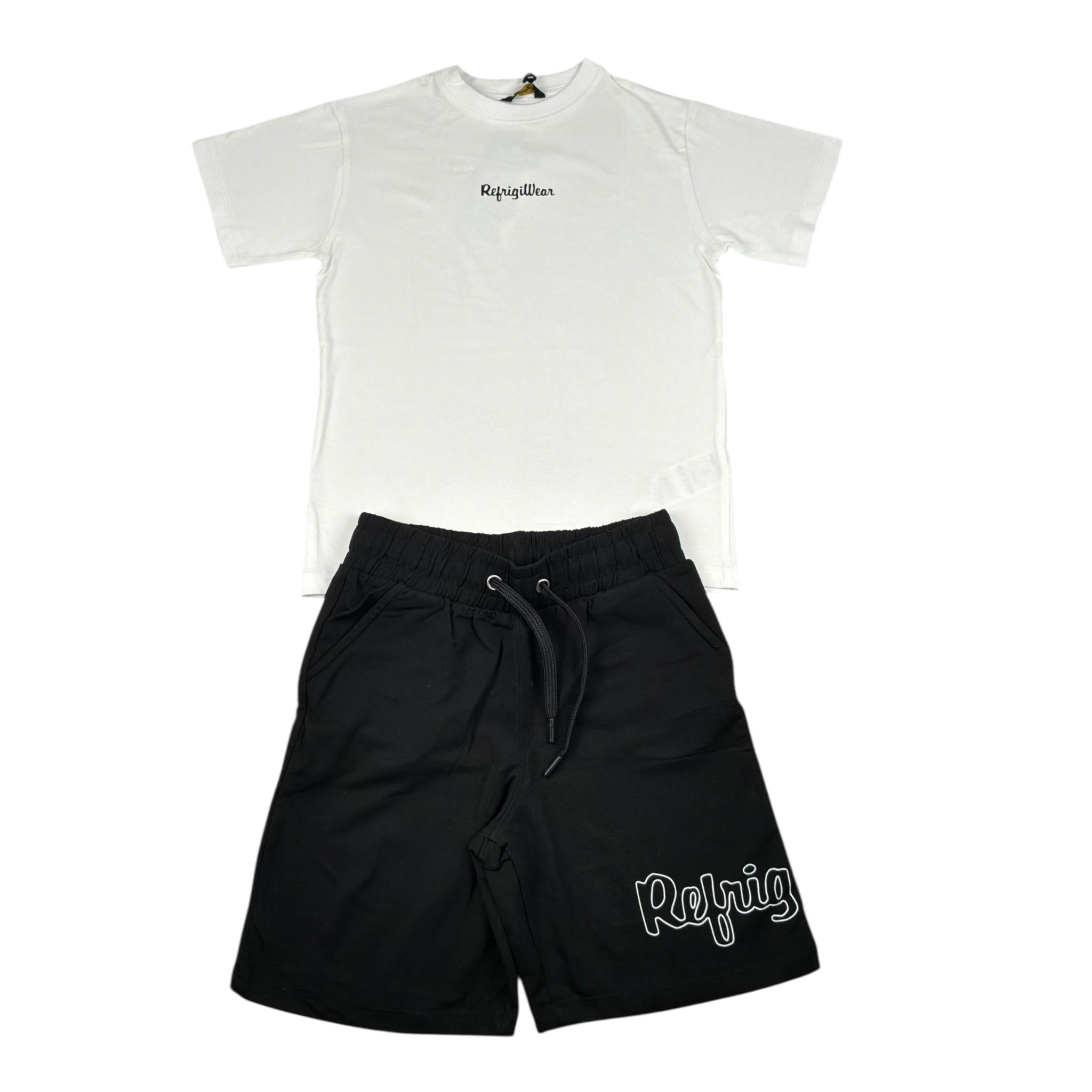 Refrigiwear Completo 2 Pezzi T-Shirt - Bermuda Bicolore per Neonato R1102W25N BIANCO/NERO REFRIGIWEAR 