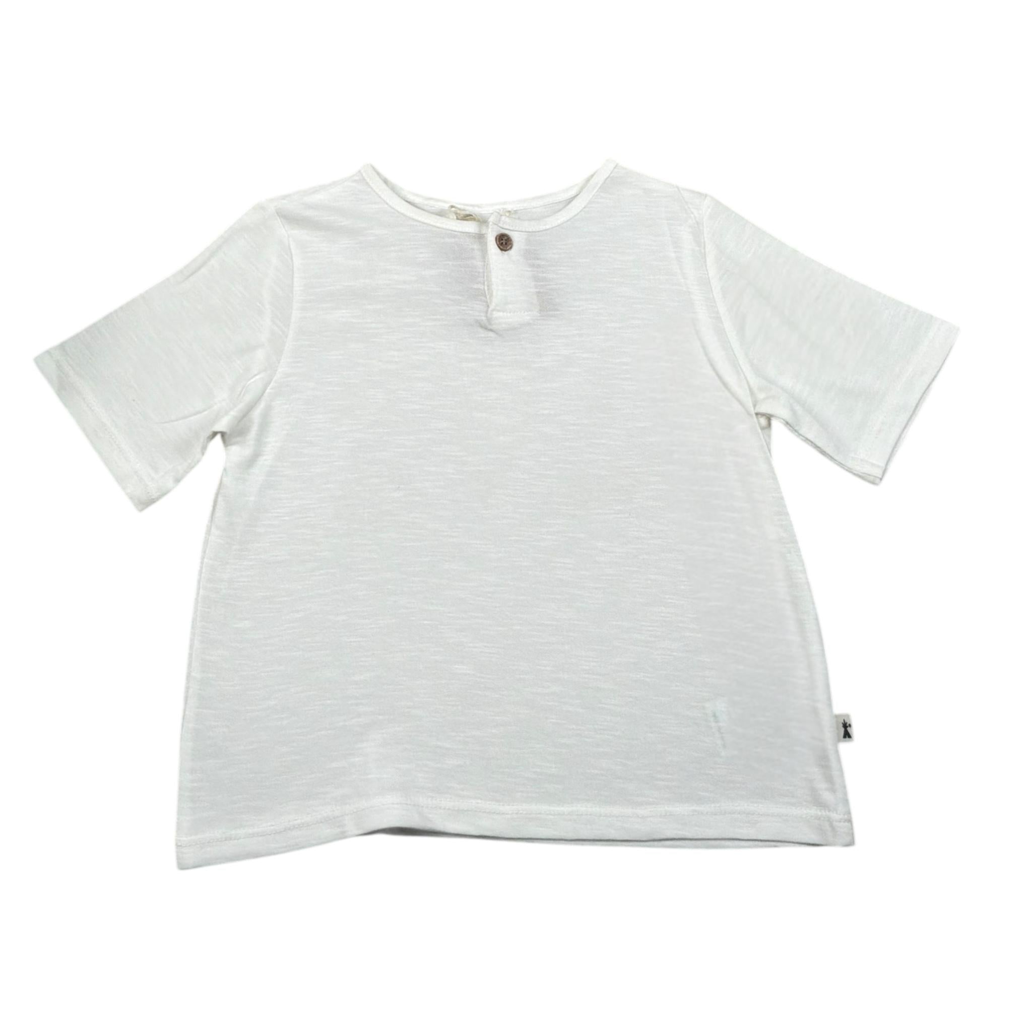 Petit Indi T-Shirt Tinta Unita con Bottone per Bambina SS24BK8308 BIANCO PETIT INDI 