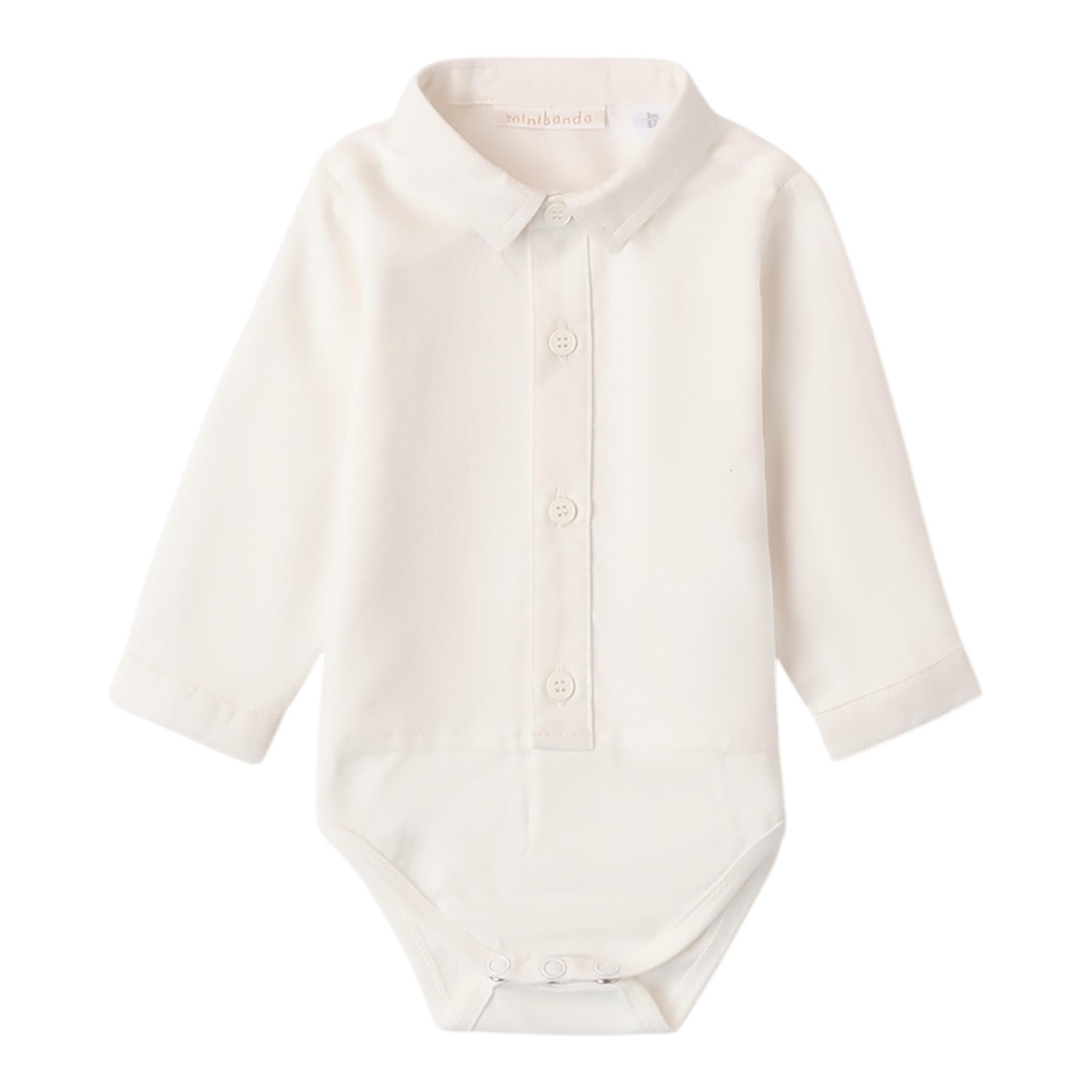 MINI BANDA camicia body tinta unita manica lunga Panna per Neonato A606 PANNA MINI BANDA 