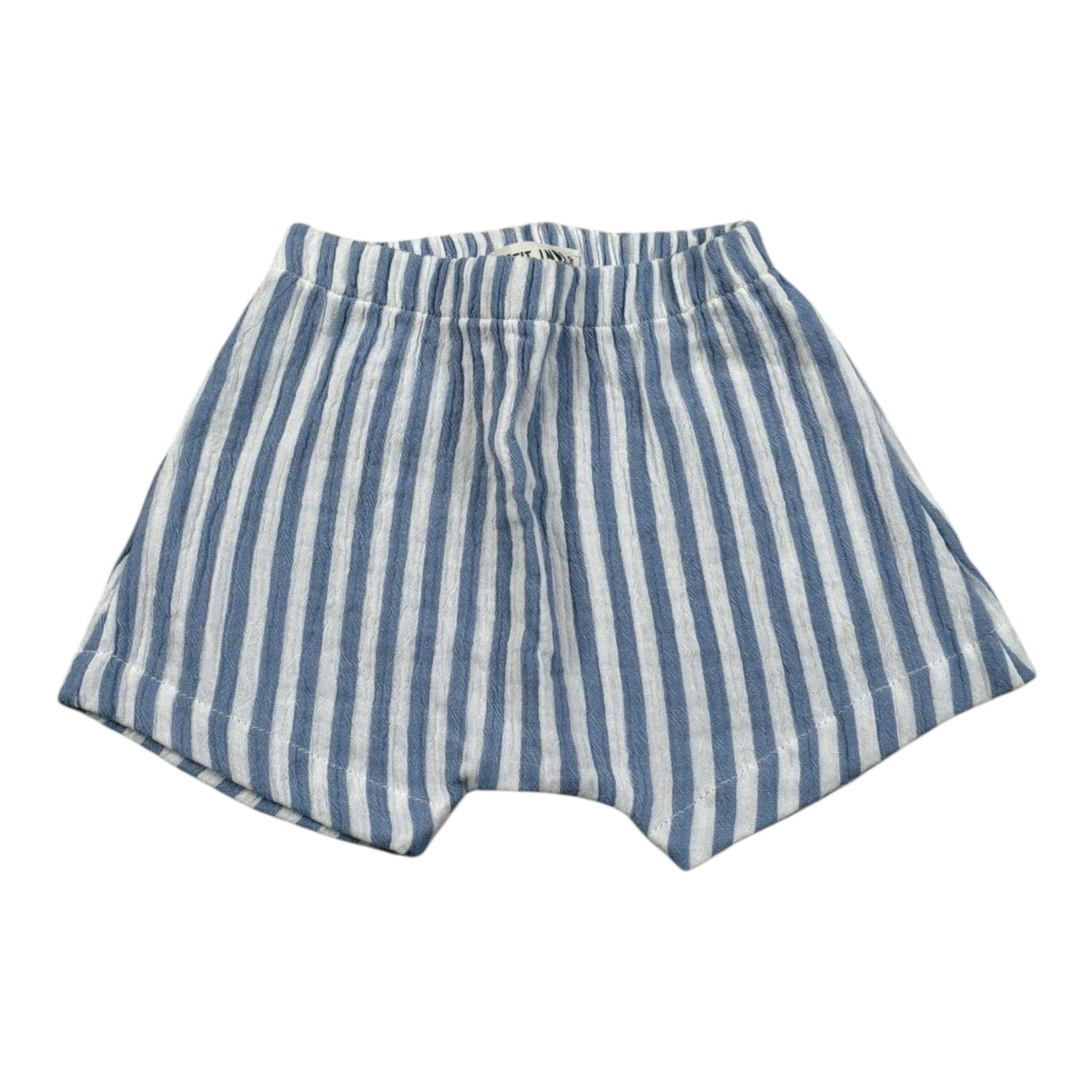 Petit Indi Bermuda Bicolore con Elastico In Vita per Neonato BERRIG BIANCO/AZZURRO PETIT INDI 