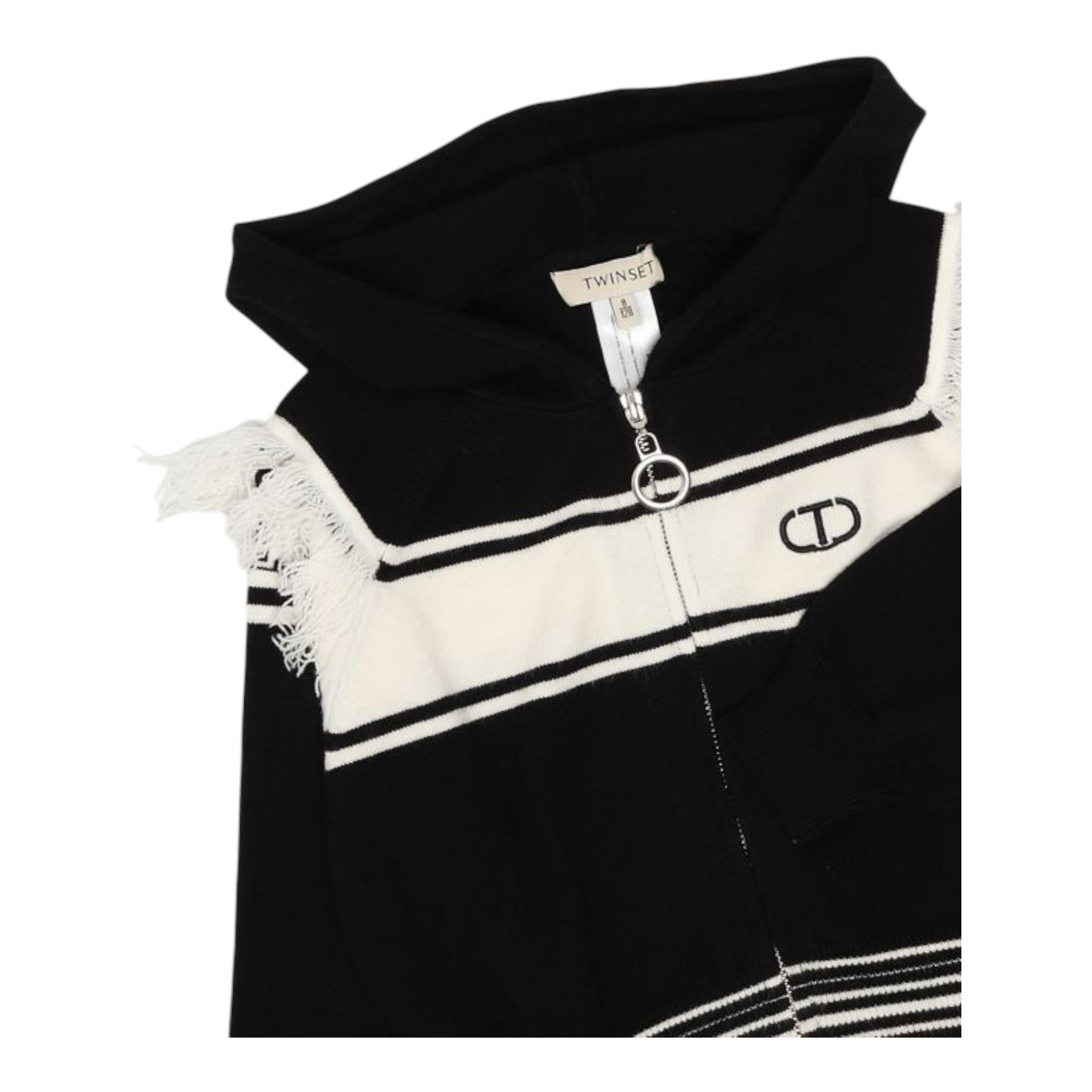 TWINSET maglia tinta unita con stampa zip e cappuccio Nero per Bambina 242GJ3161 NERO TWINSET 