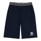 Balmain Bermuda In Solid Color Fleece With Elastic Waistband With Logo Blue For Boys