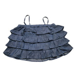 Manila Grace Top Denim Model With Ruffles Solid Color Blue For Girls