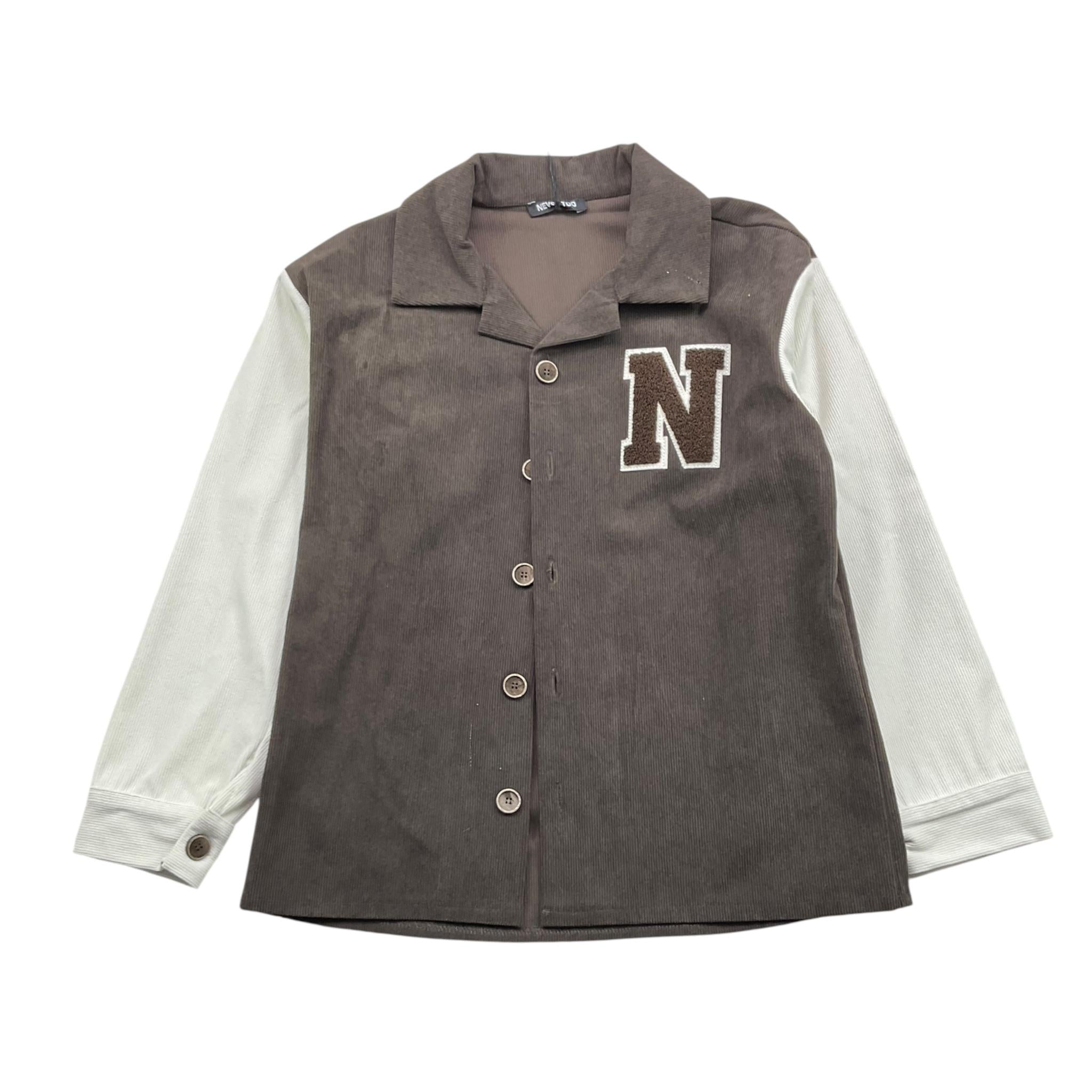 NEVER TOO camicia manica lunga tinta unita con maniche in contrasto Marrone per Bambino NT2123RX MARRONE NEVER TOO 