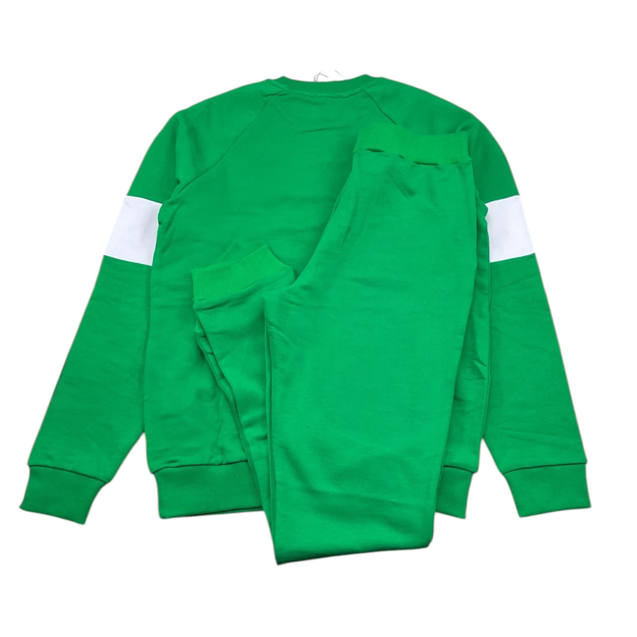 DANIELE ALESSANDRINI completo 2pz felpa girocollo tinta unita con stampa- pantalone Verde per Bambino 1231T00142 VERDE DANIELE ALESSANDRINI 