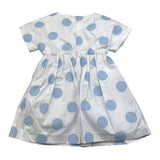 Le Bebe' Solid Color Half Sleeve Dress with White Polka Dot Pattern for Baby Girl