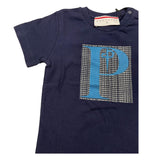 Cesare Paciotti T-Shirt Solid Color with Blue Logo for Newborns