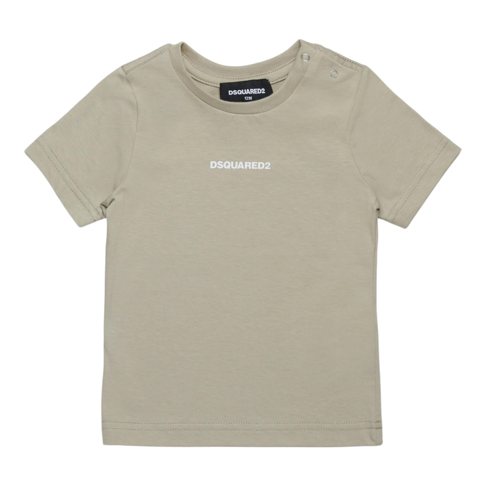 Dsquared2 T-Shirt Girocollo Tinta Unita con Stampa per Neonato DQ2853 BEIGE DSQUARED2 