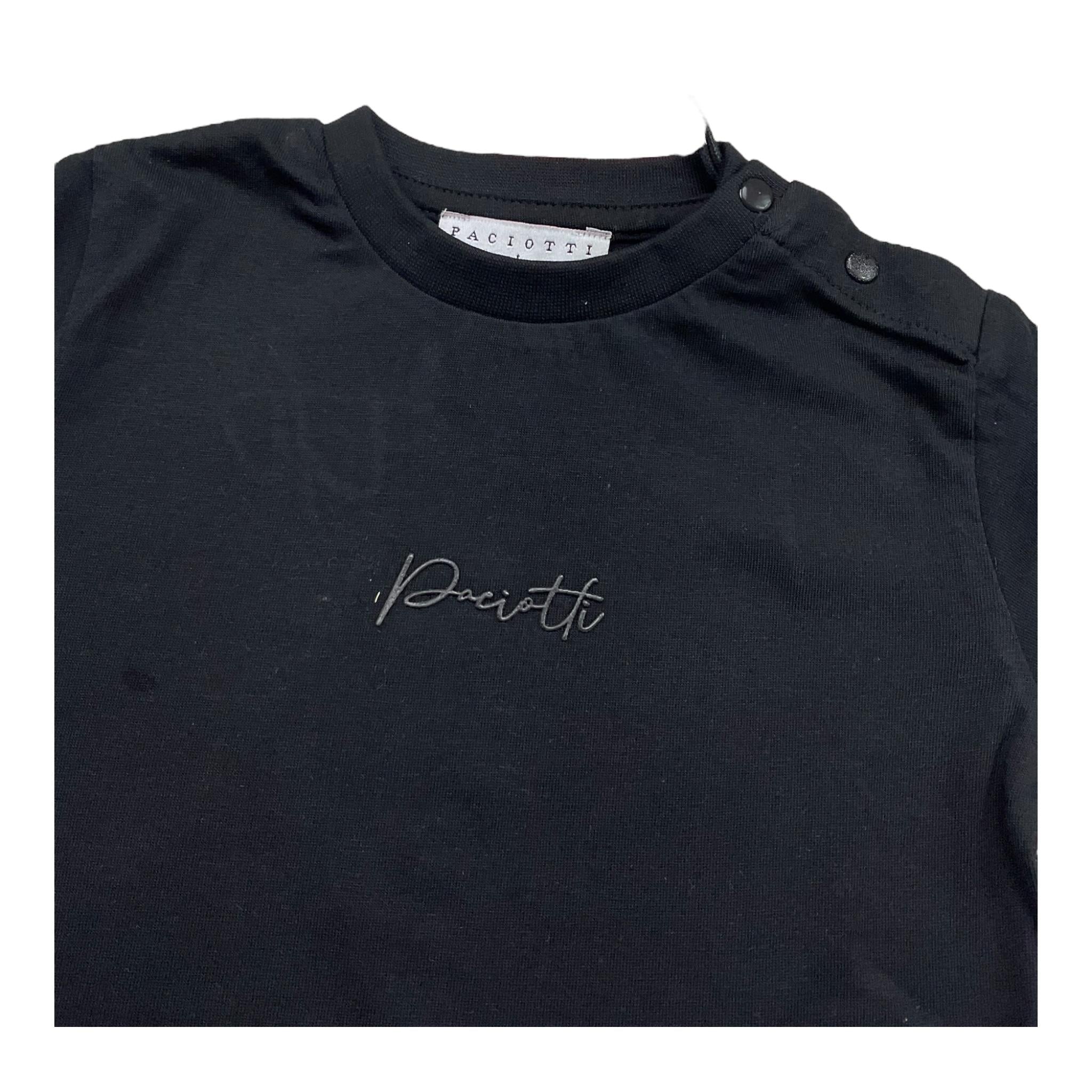 Cesare Paciotti T-Shirt Girocollo Tinta Unita con Stampa per Bambino TSP5113B NERO CESARE PACIOTTI 